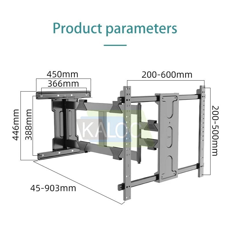 Kaloc DL90 55"-100" 90° DEGREES SWIVEL Long Arm TV Wall Mount, Extension TV BRACKET Swivel and Tilt, Full Motion Mount