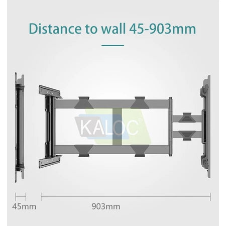 Kaloc DL90 55"-100" 90° DEGREES SWIVEL Long Arm TV Wall Mount, Extension TV BRACKET Swivel and Tilt, Full Motion Mount