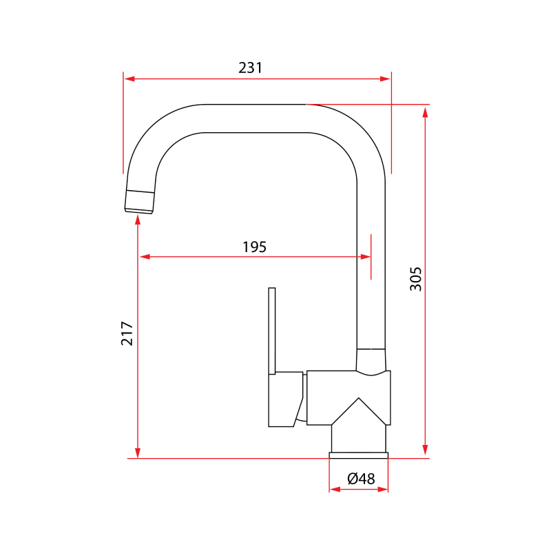 Rubine Sink Mixer PICCOLI 3344 Hot and Cold