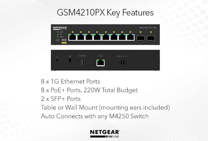 NETGEAR M4250-8G2XF-PoE+ AV Line Managed Switch