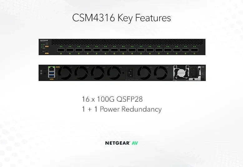 NETGEAR M4350-16C 16-Port 100G QSFP28 Managed Switch