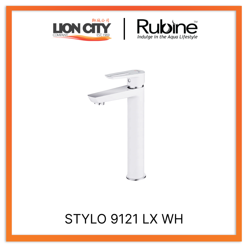 Rubine Tall Basin Mixer White STYLO 9121 LX WH