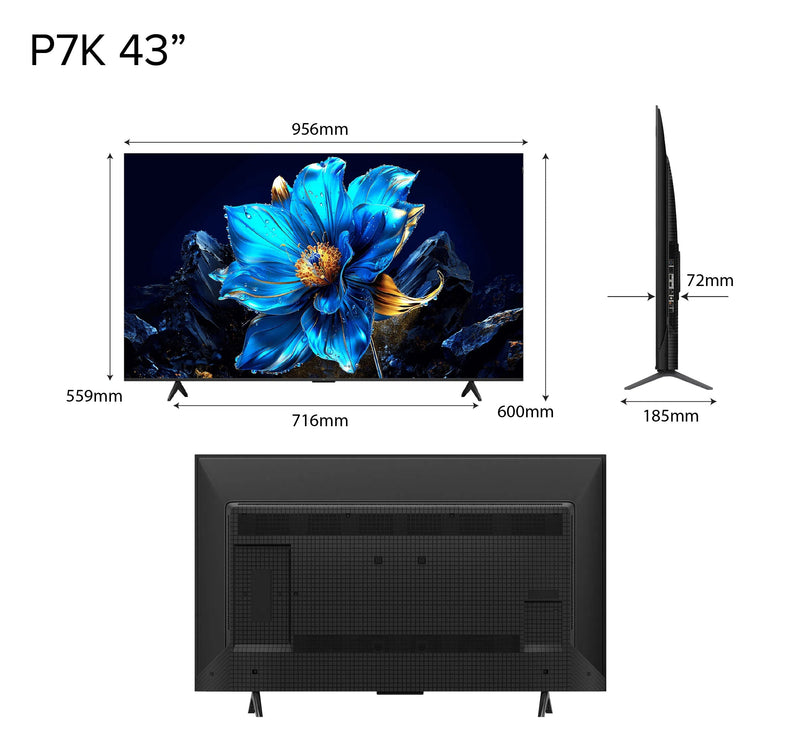 TCL P7K 4K QLED Smart TV 43 | 55 inch | AI Smart Google TV