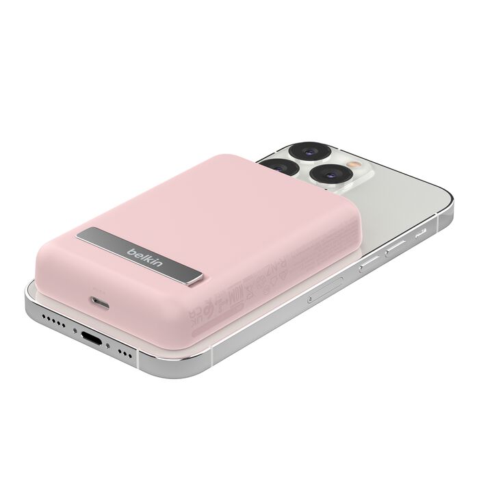 Belkin BoostCharge Magnetic Wireless Power Bank 5K with Stand Pink