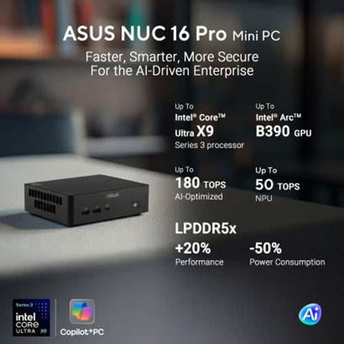 ASUS RNUC16GDKX96D4N3 NUC 16 Pro Intel System 90AS00Q1-M00150 Mini PC Intel Ultra x9 388H LPDDR5 64GB  1TB Win 11 Pro