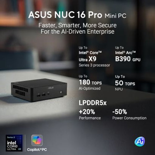 ASUS RNUC16GDKX96C4N3 NUC 16 PRO Intel System 90AS00Q1-M00140 Mini PC Intel Ultra x9 388H LPDDR5 32GB 1TB Win 11 Pro