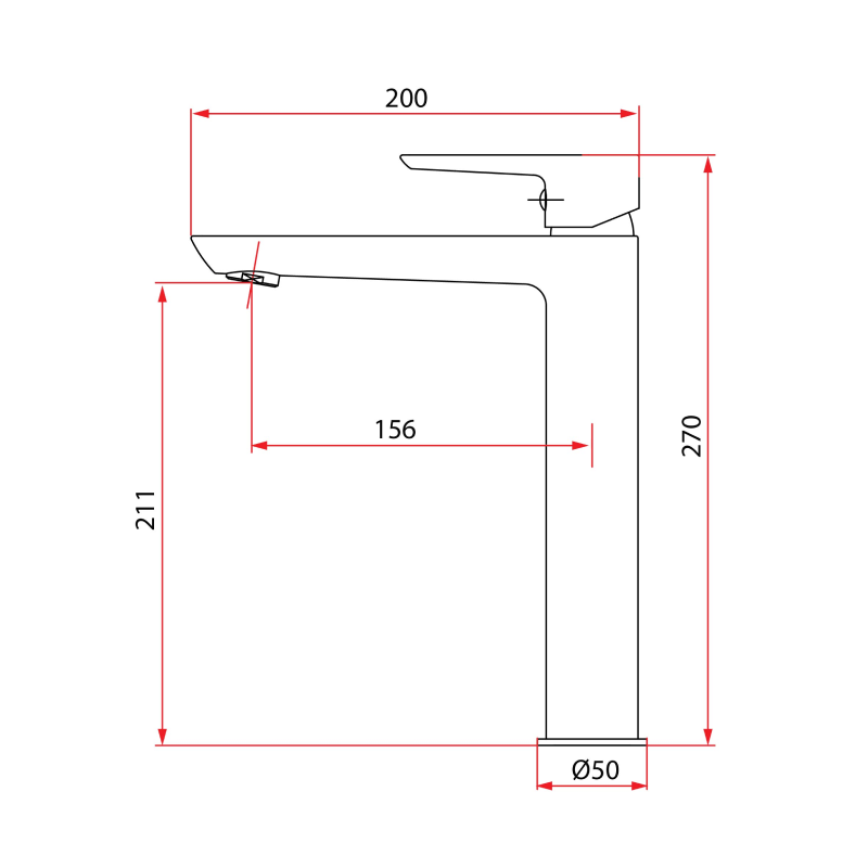 Rubine Tall Basin Mixer STYLO 9121 LX