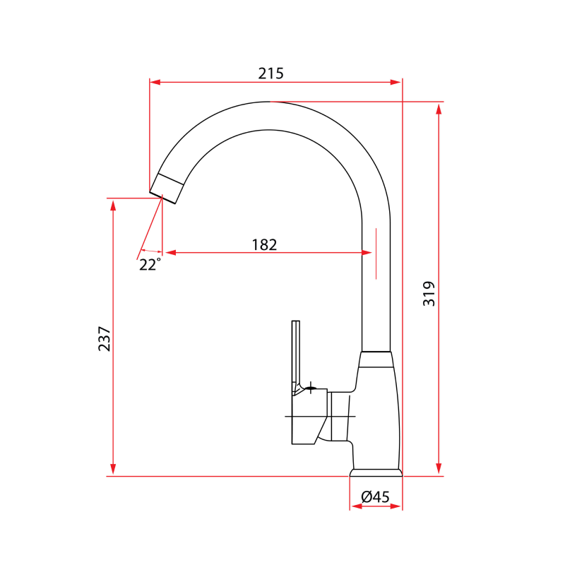 Rubine Sink Mixer UNICO 5643 BK Hot and Cold