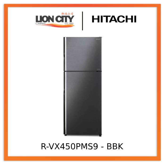 Hitachi R-VX450PMS9-BBK 366L 2 Door Fridge