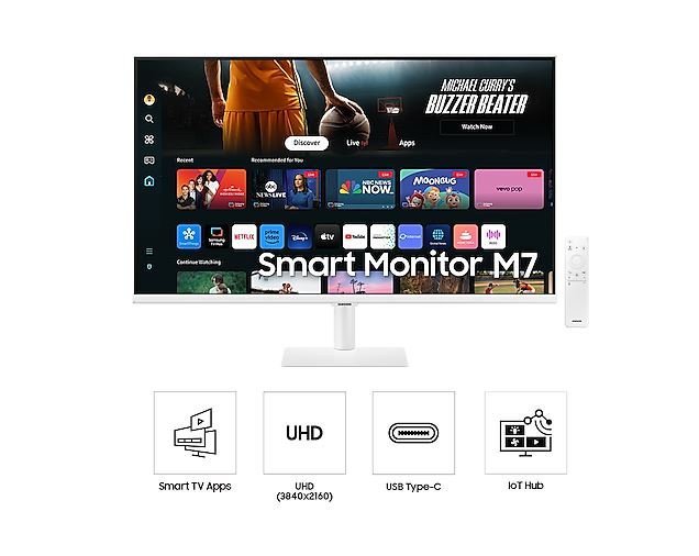 Samsung 32-Inch Smart Monitor M7 M70D 4K UHD White