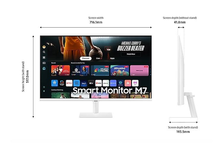 Samsung 32-Inch Smart Monitor M7 M70D 4K UHD White