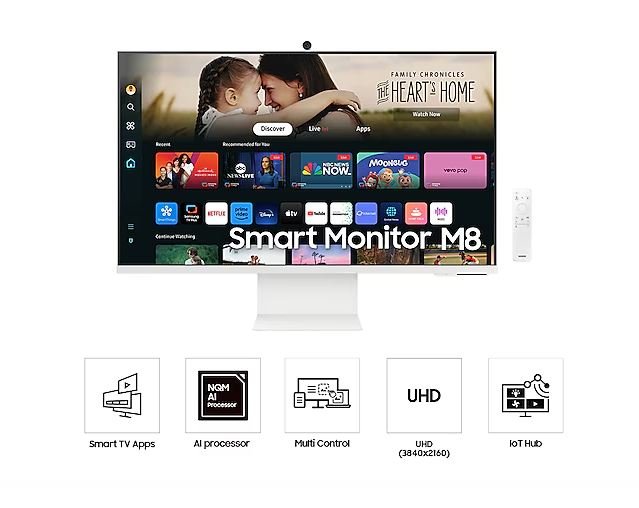 Samsung 32" Smart Monitor M8 M80D White UHD 4K VA