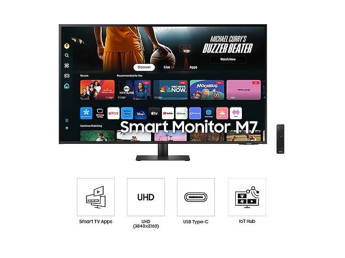 Samsung 43-Inch Smart Monitor M7 M70D 4K UHD Black