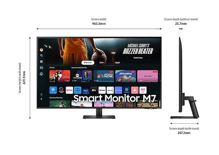 Samsung 43-Inch Smart Monitor M7 M70D 4K UHD Black
