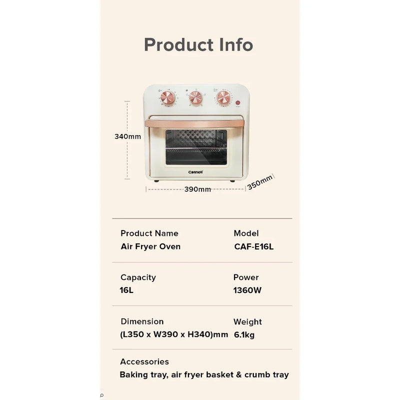Cornell 1360W 16L Air Oven with Air Fryer Mode CAFE16L