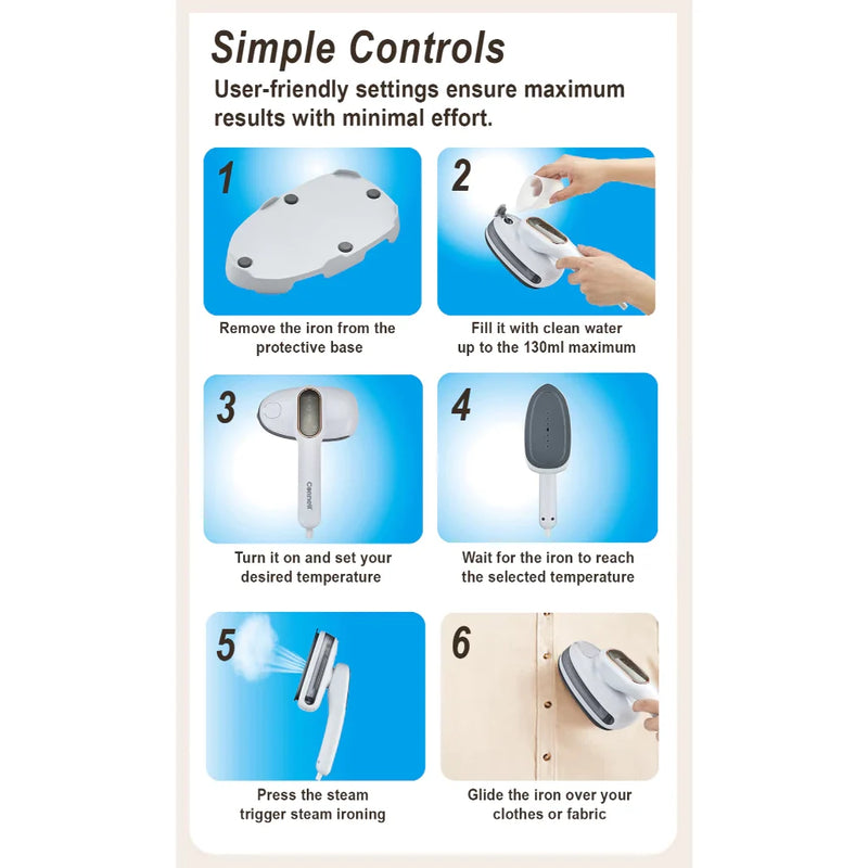 Cornell 2-in-1 Portable Steam Iron and Travel Garment Steamer