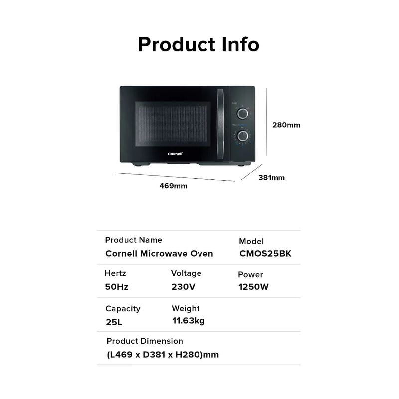 Cornell 25L Table Top Microwave Oven