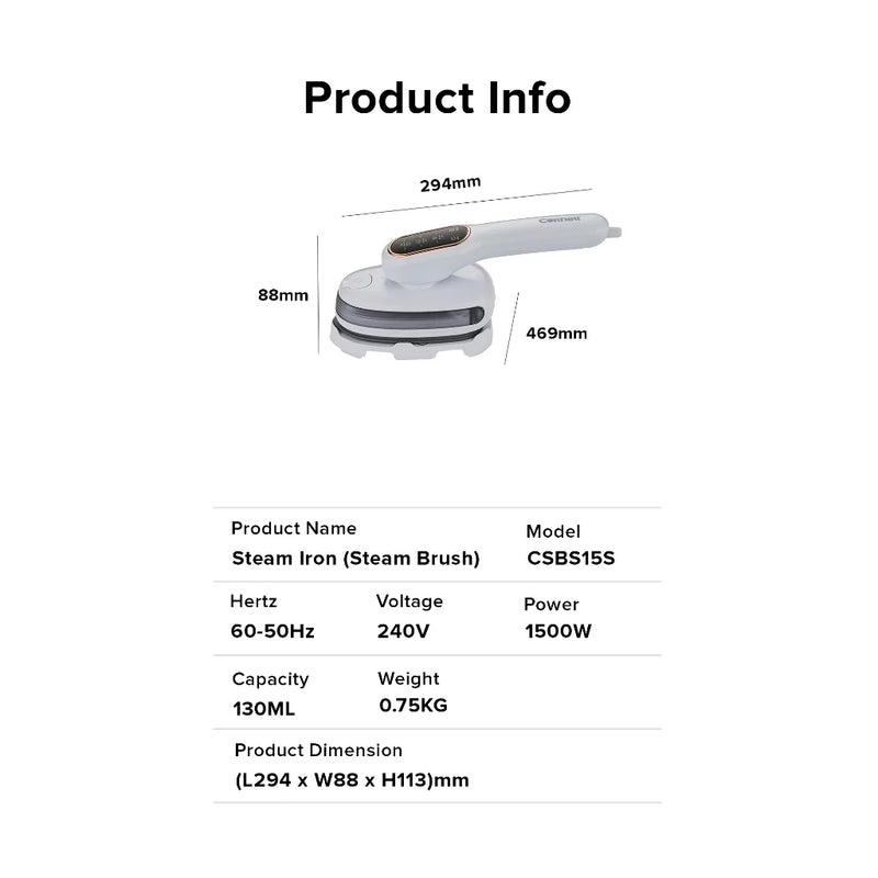 Cornell 2-in-1 Portable Steam Iron and Travel Garment Steamer