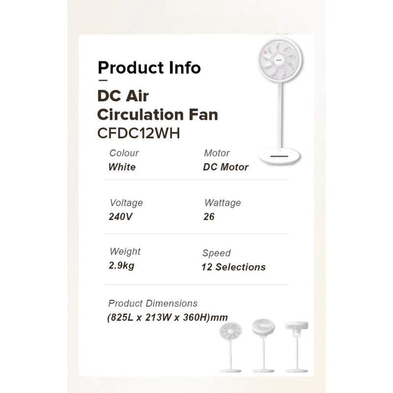Cornell 12-Inch High Velocity DC Stand Fan