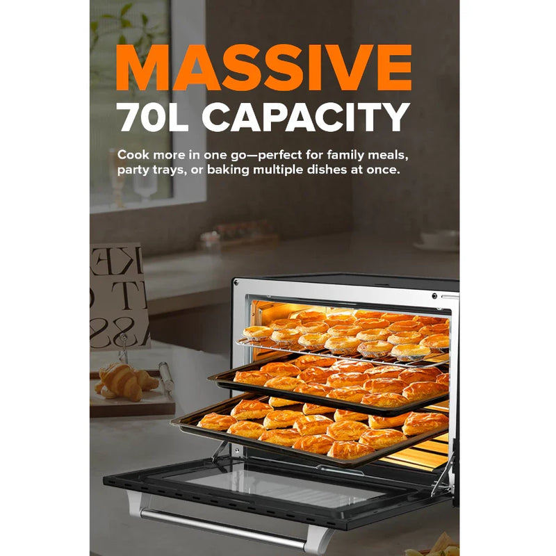 Cornell 2200W 70L Convection Electric Oven with Rotisserie CEOS702BK