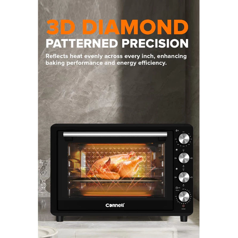 Cornell 2200W 70L Convection Electric Oven with Rotisserie CEOS702BK