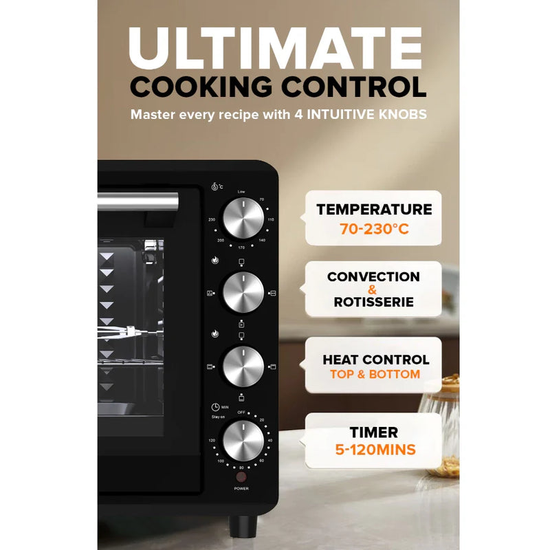 Cornell 2200W 70L Convection Electric Oven with Rotisserie CEOS702BK