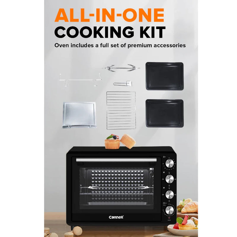 Cornell 2200W 70L Convection Electric Oven with Rotisserie CEOS702BK