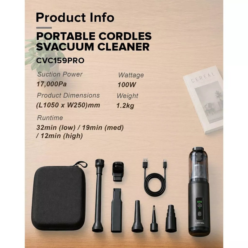 Cornell Mini Portable Vacuum Cleaner with 7 Accessories