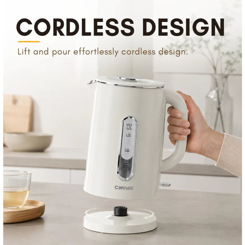 Cornell 1.7L Double Wall Cool Touch Glass Kettle