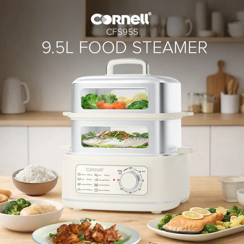Cornell 1000W 9.5L 2-Tier Stainless Steel Food Steamer