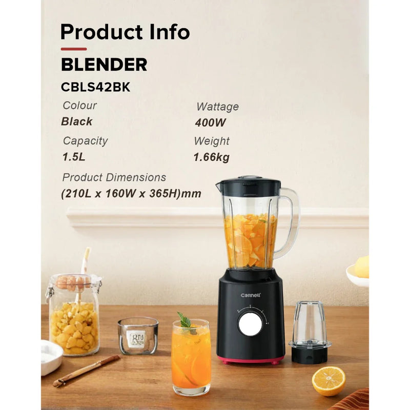 Cornell 400W 1.5L Blender with Grinder CBLS42BK