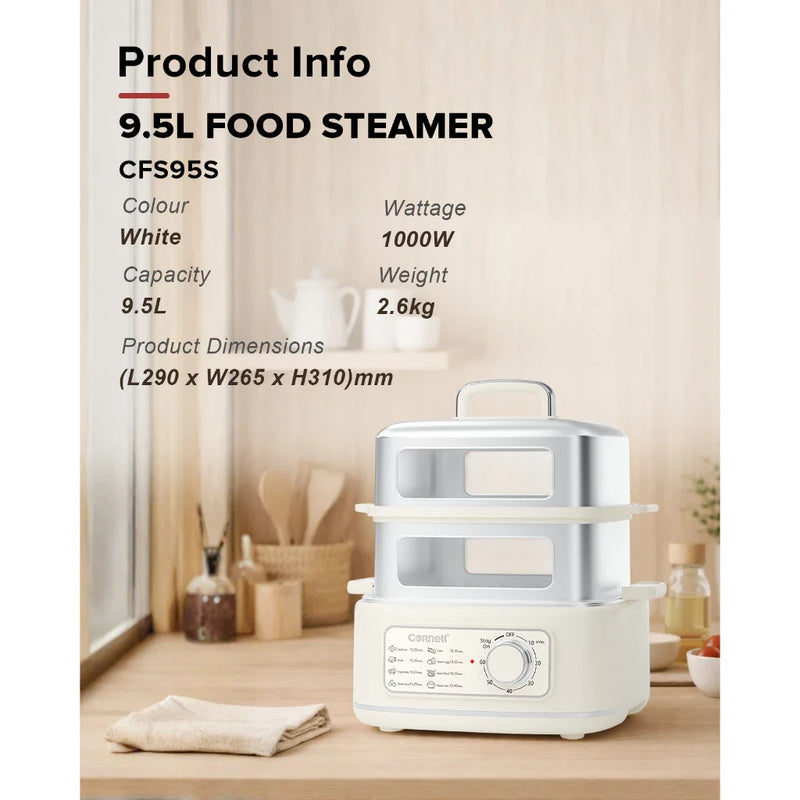 Cornell 1000W 9.5L 2-Tier Stainless Steel Food Steamer