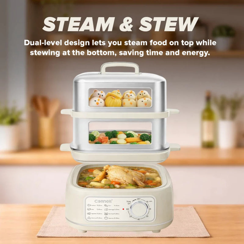Cornell 1000W 9.5L 2-Tier Stainless Steel Food Steamer
