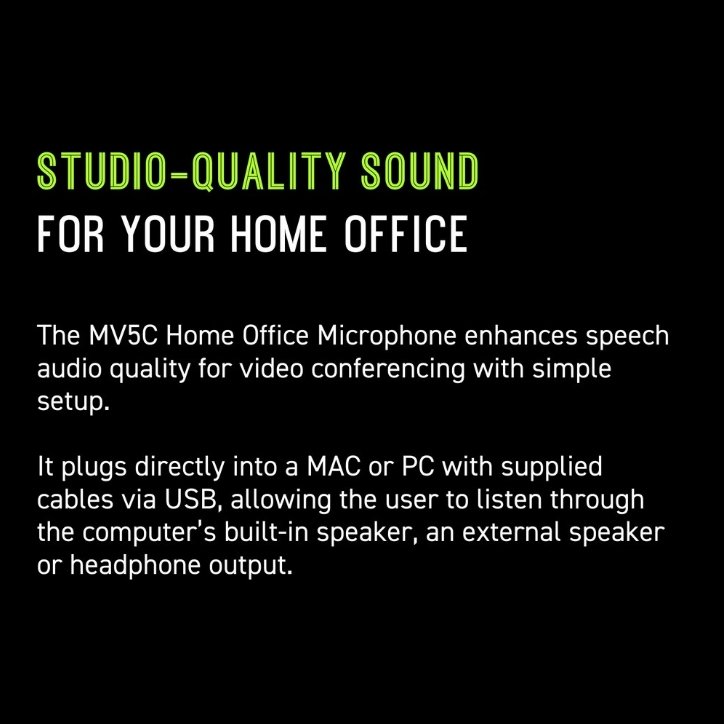 Shure MV5C Home Office Microphone USB-A for Teams Zoom
