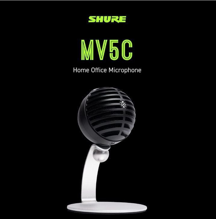 Shure MV5C Home Office Microphone USB-A for Teams Zoom