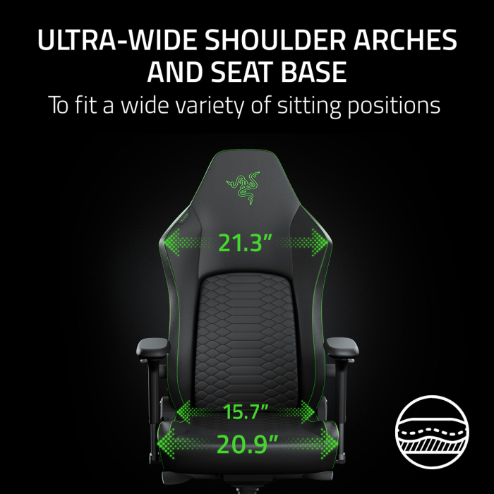 Razer Iskur V2 NewGen Ergonomic Gaming Chair Black Green RZ38-04900700-R3CA