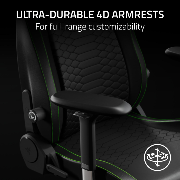 Razer Iskur V2 NewGen Ergonomic Gaming Chair Black Green RZ38-04900700-R3CA