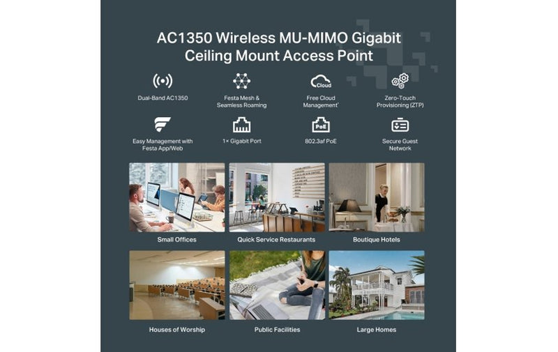 TP-Link Festa F52 AC1350 Dual-Band Ceiling Mount Wireless Access Point