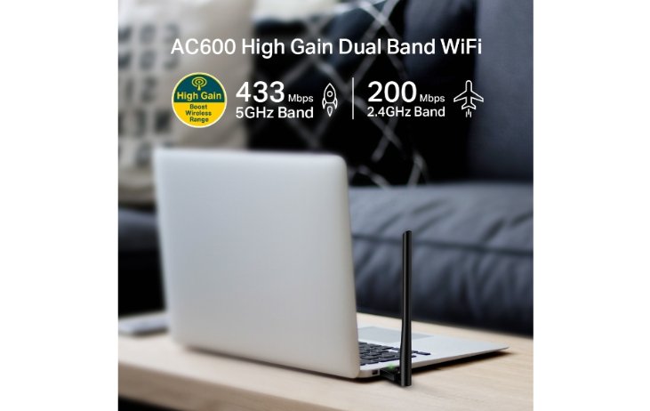 TP-Link Archer T2U Plus AC600 High Gain Dual Band USB Wi-Fi Adapter