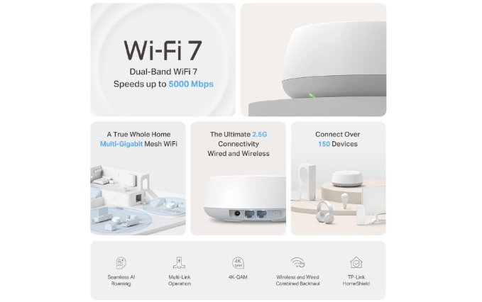 TP-Link Deco BE25 BE5000 Whole Home Mesh Wi-Fi 7 System 3-Pack