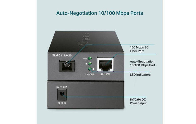 TP-Link Omada 10/100Mbps SC WDM Fiber Converter TL-FC111A-20