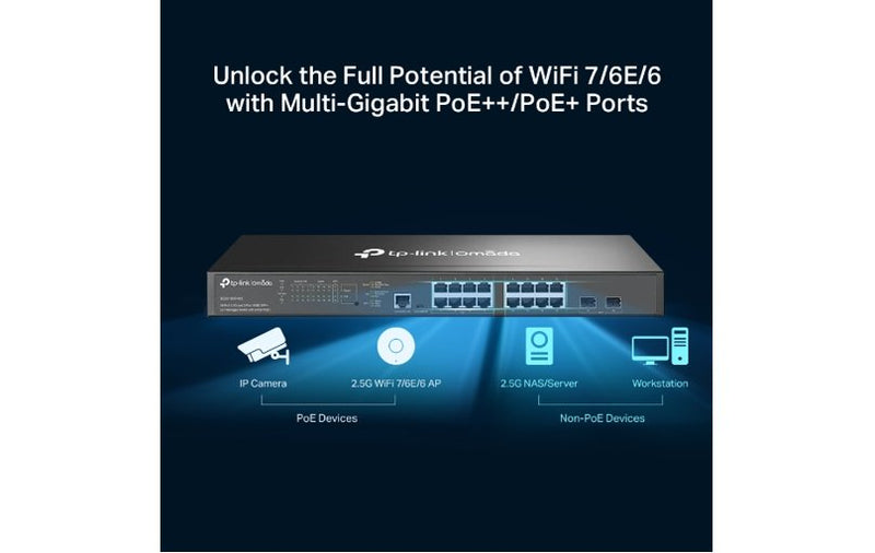 TP-Link Omada 16x2.5G 2x10G SFP+ L2+ Managed Switch 8 PoE+ SG3218XP-M2
