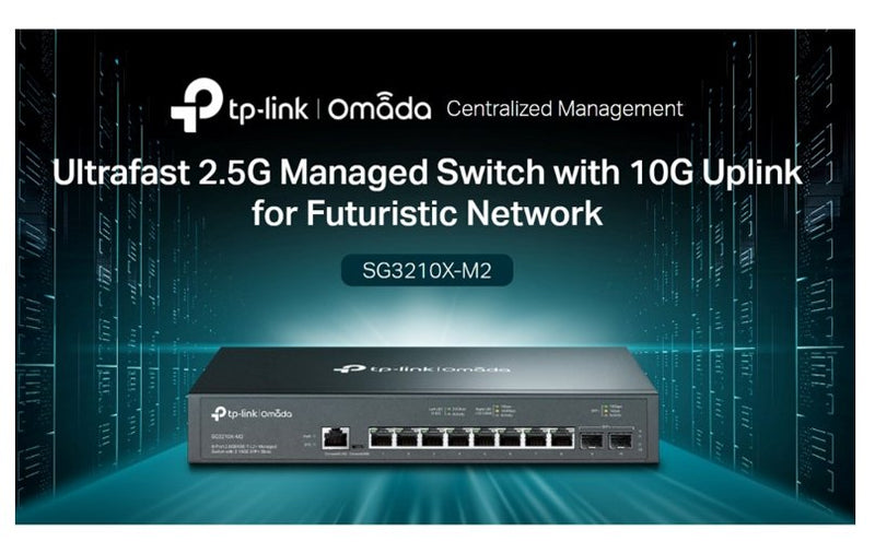 TP-Link Omada SG3210X-M2 8-Port 2.5G L2+ Managed Switch with 2×10G SFP+