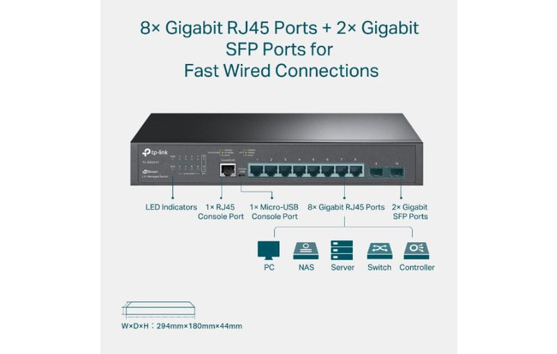 TP-Link Omada SG3210 8-Port Gigabit L2+ Managed Switch with 2 SFP Slots