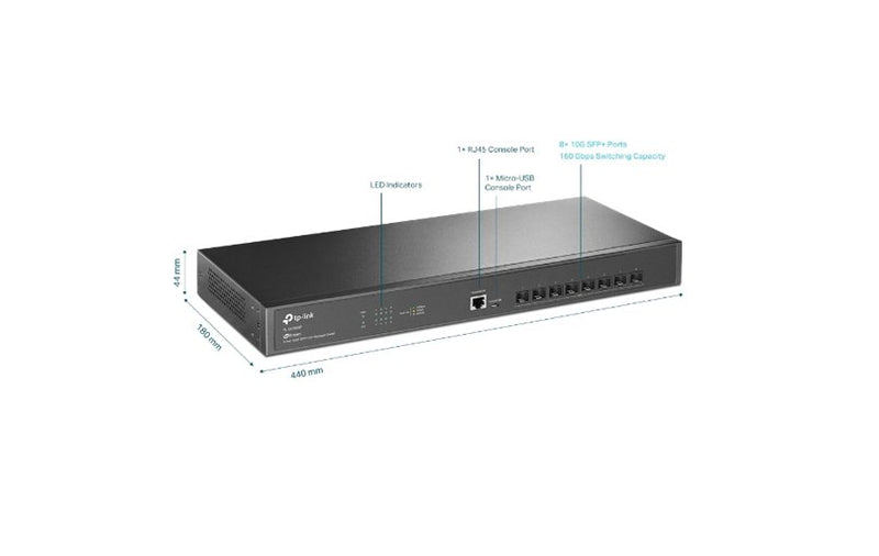 TP-Link Omada JetStream 8-Port 10GE SFP+ L2+ Managed Switch TL-SX3008F