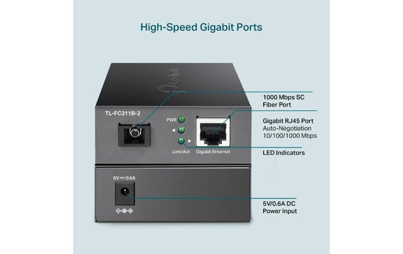 TP-Link TL-FC311B-2 Single-Mode SC Gigabit WDM Media Fiber Converter