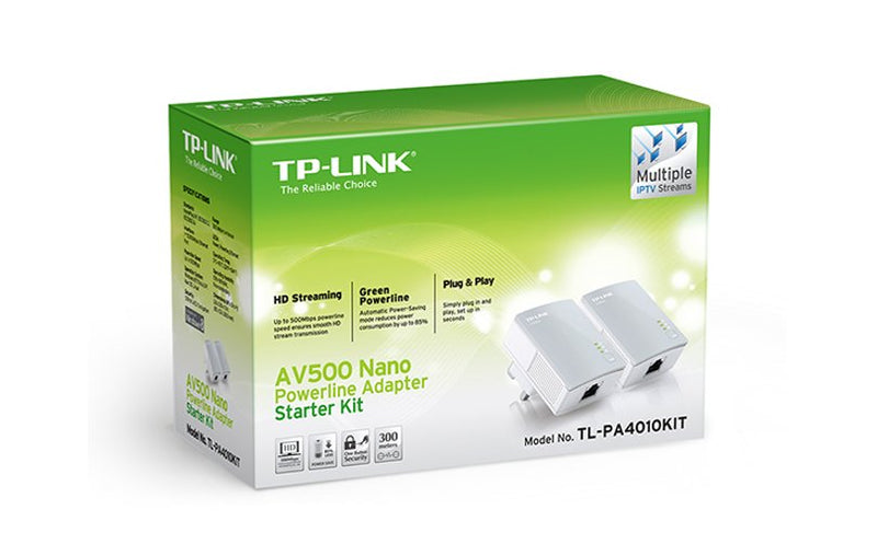 TP-Link PA4010 KIT AV500 Nano Powerline Adapter Starter Kit