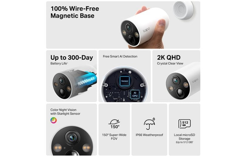 TP-Link Tapo C425 Smart Wire-Free Security Camera IP66 2-Pack