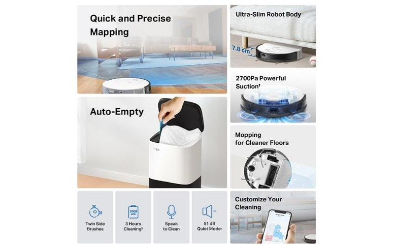 TP-Link Tapo RV10 Plus Robot Vacuum & Mop with Auto-Empty Dock