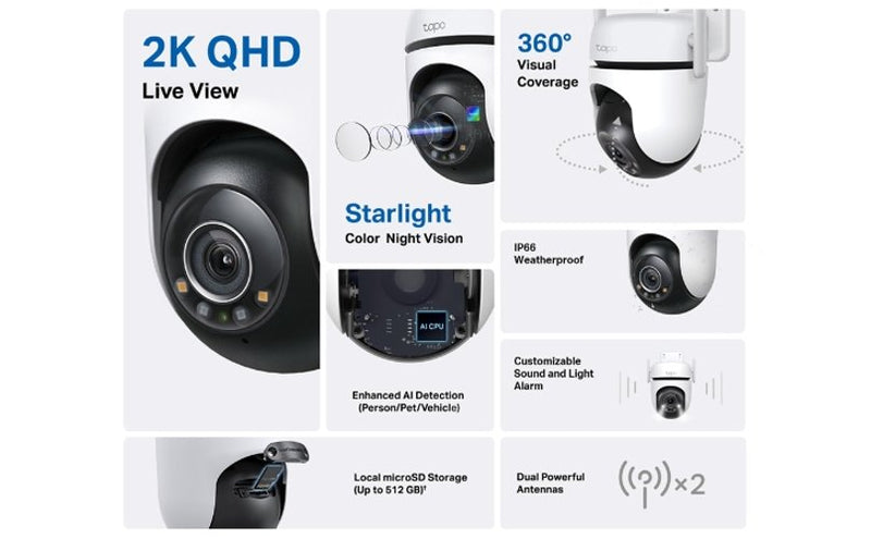 TP-Link Tapo C520WS 2K QHD Outdoor Pan/Tilt Wi-Fi Security Camera